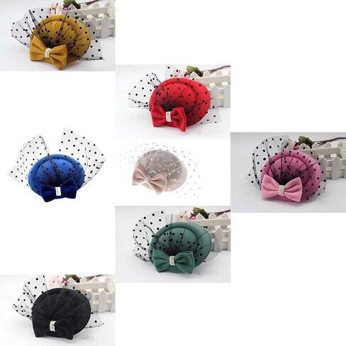 البوب ​​حلمك أنيقة خمر المرأة الفاسناتور قبعة Pillbox كوكتيل الشعر كليب مع Bowknot الحجاب الوردي in Kuwait