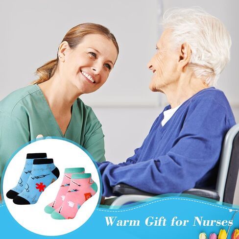 Chuarry 24 Pairs Novelty Nurse Socks for Medical Assistants Nurse Appreciation Gifts for Women Cute Occupation Medical Ankle Socks for Nurses Doctor Hospital Workers, 8 Styles, Multicolor, 6-12 in Saudi Arabia