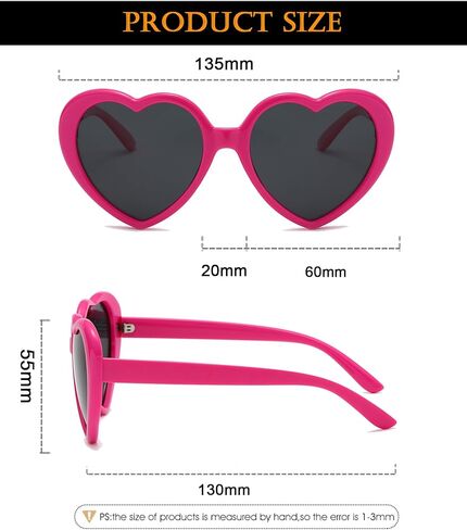 نظارات شمسية مستقطبة للأطفال من EYLRIM على شكل قلب للفتيات من سن 3 إلى 10 سنوات، نظارات شمسية جميلة ولطيفة للحفلات in Kuwait