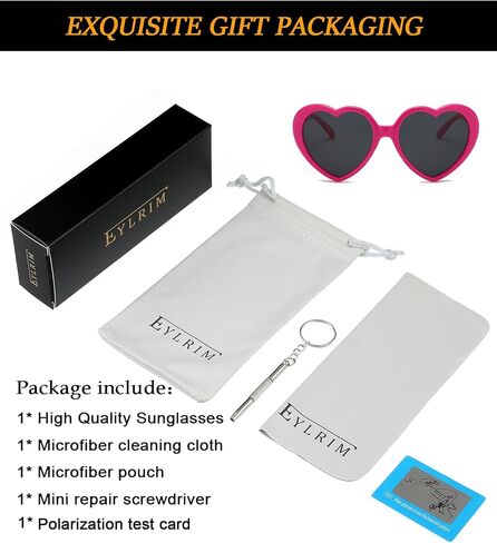 نظارات شمسية مستقطبة للأطفال من EYLRIM على شكل قلب للفتيات من سن 3 إلى 10 سنوات، نظارات شمسية جميلة ولطيفة للحفلات in Kuwait