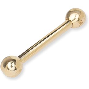 JewelryWeb - كرة ذهبية عيار 14 قيراط مقاس 2 مم 16 مجوهرات ثقب الحواجب المستقيمة - مقياس 16 - حلقة حواجب من الذهب الحقيقي - ثقب الحديد - لا تسبب الحساسية وغير مشوهة