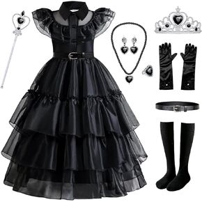 فستان الأميرة Mecamelon Halloween باللون الأسود للفتيات مع مجموعة إكسسوارات in Kuwait