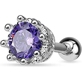 Pierced Owl - 16GA Stainless Steel Prong Set CZ Crystal Vintage Victorian Antique Style Cartilage Tragus Barbell