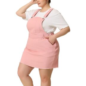 Agnes Orinda Denim Overall Dress for Women Plus Size Adjustable Strap Distressed, Casual Suspender Denim Jean Skirt