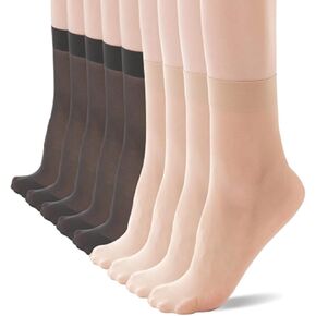 YAGAXI Women's Everyday Sheer Ankle Nylon Soft socks - 9 Pairs 20D Reinforced Toe with Comfort Top Hosiery