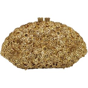 Boutique De FGG Luxury Women Crystal Clutch Flower Evening Bag Bridal Wedding Purse Party Diamond Handbag in Kuwait