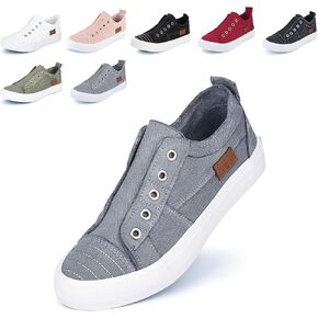 JENN ARDOR Women's Slip On Fashion Sneakers No Laces Comfortable Casual Low Canvas Sneakers Flats Walking Shoes