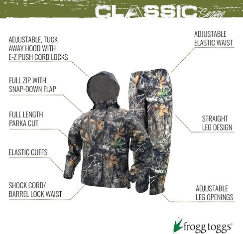 FROGG TOGGS Women's Classic All-Purpose Waterproof Breathable Rain Suit, Realtree Edge in Saudi Arabia