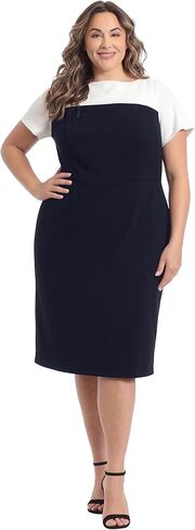 London Times Women's Boat Neck Color Blocked Sheath in Saudi Arabia