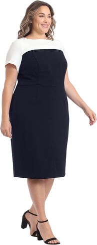 London Times Women's Boat Neck Color Blocked Sheath in Saudi Arabia