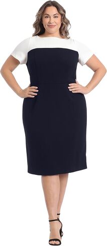 London Times Women's Boat Neck Color Blocked Sheath in Saudi Arabia