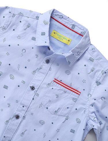 Ashwini Little & Big Boy's Button Down Long Sleeves Shirts | SkyBlue Plian T-Shirt with Chest Pocket & Collar in Kuwait