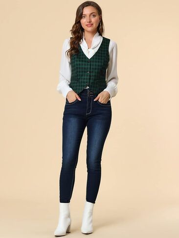 Allegra K Women's Waistcoat Steampunk Dressy Sleeveless Jacket Versatile Racerback Suit Vests in Saudi Arabia