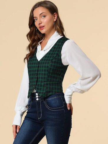 Allegra K Women's Waistcoat Steampunk Dressy Sleeveless Jacket Versatile Racerback Suit Vests in Saudi Arabia