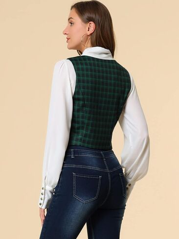 Allegra K Women's Waistcoat Steampunk Dressy Sleeveless Jacket Versatile Racerback Suit Vests in Saudi Arabia