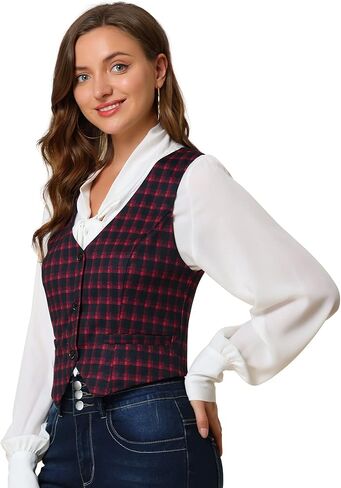 Allegra K Women's Waistcoat Steampunk Dressy Sleeveless Jacket Versatile Racerback Suit Vests in Saudi Arabia