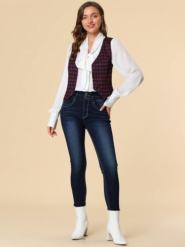 Allegra K Women's Waistcoat Steampunk Dressy Sleeveless Jacket Versatile Racerback Suit Vests in Saudi Arabia