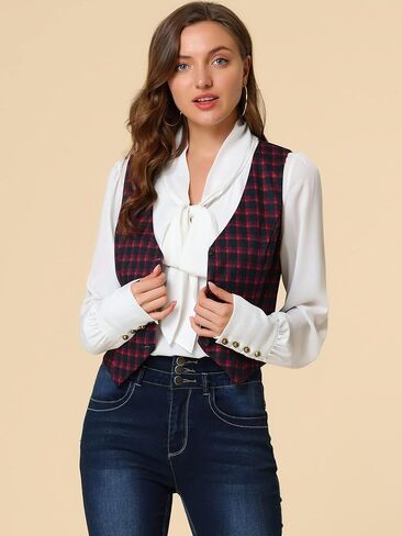 Allegra K Women's Waistcoat Steampunk Dressy Sleeveless Jacket Versatile Racerback Suit Vests in Saudi Arabia
