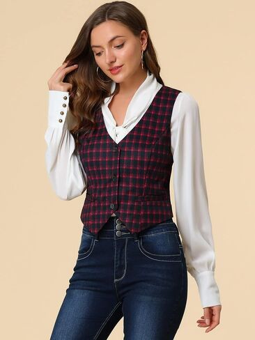Allegra K Women's Waistcoat Steampunk Dressy Sleeveless Jacket Versatile Racerback Suit Vests in Saudi Arabia