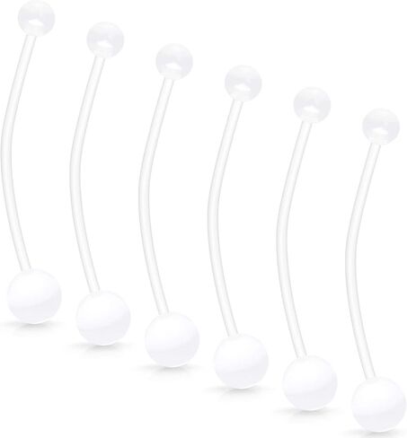 Hoeudjo 14G 1 1/2 بوصة الرياضة الحمل الأمومة المرنة Bioplast حلقات زر البطن الطويلة السرة التجنيب ثقب الجسم مجموعة من 6 in Saudi Arabia