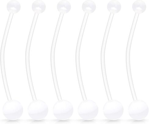 Hoeudjo 14G 1 1/2 بوصة الرياضة الحمل الأمومة المرنة Bioplast حلقات زر البطن الطويلة السرة التجنيب ثقب الجسم مجموعة من 6 in Saudi Arabia