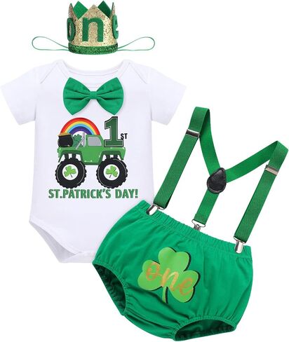 AWIBMK Baby Boys Jungle Safari Theme 1st Birthday Cake Smash Outfit Romper Suspenders Shorts Headbands 4PCS Clothes Set in Saudi Arabia