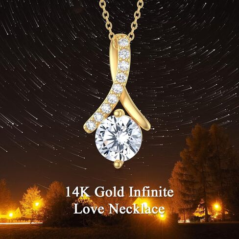 SISGEM 14K Solid Gold Infinity Pendant Necklaces for Women with 1 Carat 5A Cubic Zirconia Infinite Love Jewelry Christmas Birthday Gifts for Mom Wife Girls 16''-18'' in Saudi Arabia