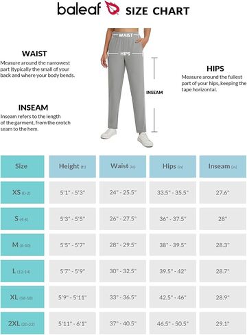 BALEAF Women's Golf Pants Ankle Sweatpants Stretch High Waist with Zipper Pockets Work Athletic Travel Petite UPF50+ in Kuwait