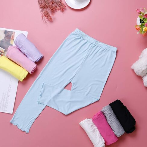 8 قطع من بناطيل كابريس للفتيات من القطن المقصوص للزي المدرسي مع زخرفة زهور للفتيات، 8 ألوان in Kuwait