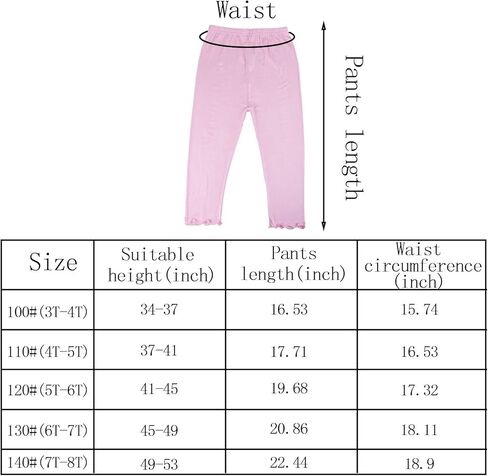 8 قطع من بناطيل كابريس للفتيات من القطن المقصوص للزي المدرسي مع زخرفة زهور للفتيات، 8 ألوان in Kuwait