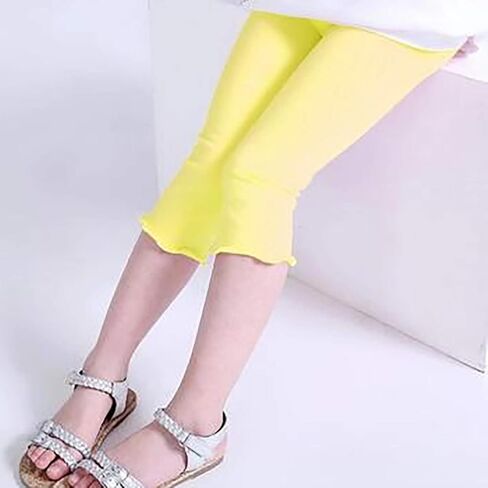 8 قطع من بناطيل كابريس للفتيات من القطن المقصوص للزي المدرسي مع زخرفة زهور للفتيات، 8 ألوان in Kuwait