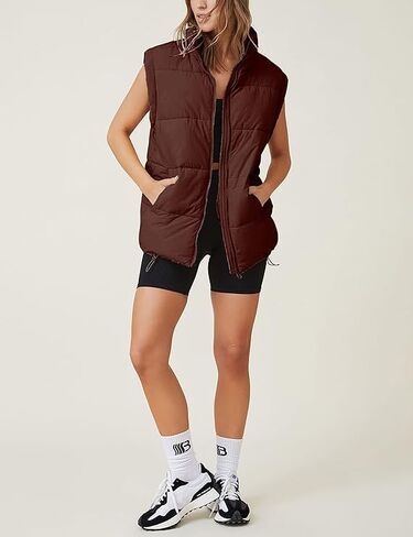 InterNos Womens Winter Puffer Vest Zip Up Stand Collar Sleeveless Padded Gilet Puffy Jacket in Saudi Arabia