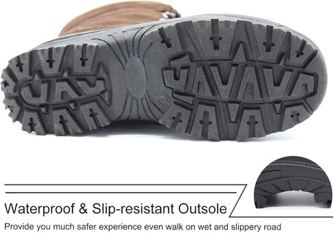 أحذية الشتاء الرجالية مقاومة للماء، وغير قابلة للانزلاق، وآمنة ودافئة للاستخدام في الهواء الطلق من جلد الغزال الكلاسيكي، وبطانة قابلة للفصل، ونعل خارجي مطاطي غير قابل للانزلاق، وأحذية بارتفاع منتصف الساق in Kuwait