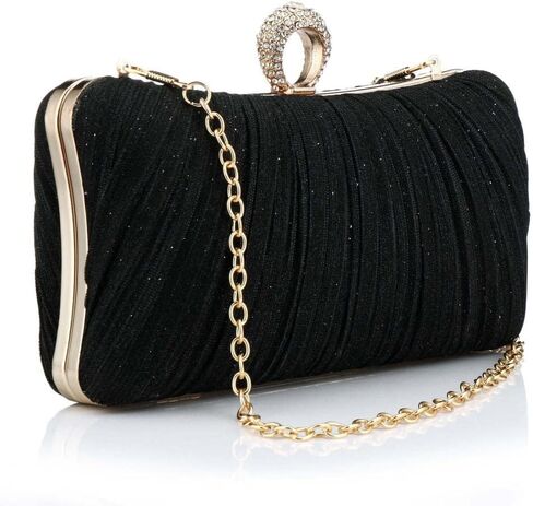 YYW Evening Handbags Sparkling Clutch Purses Women Pleated Party Bridal Wedding Evening Bag with Chain in Saudi Arabia