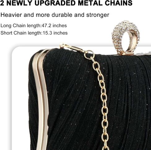 YYW Evening Handbags Sparkling Clutch Purses Women Pleated Party Bridal Wedding Evening Bag with Chain in Saudi Arabia
