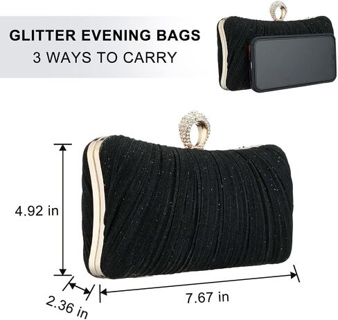 YYW Evening Handbags Sparkling Clutch Purses Women Pleated Party Bridal Wedding Evening Bag with Chain in Saudi Arabia