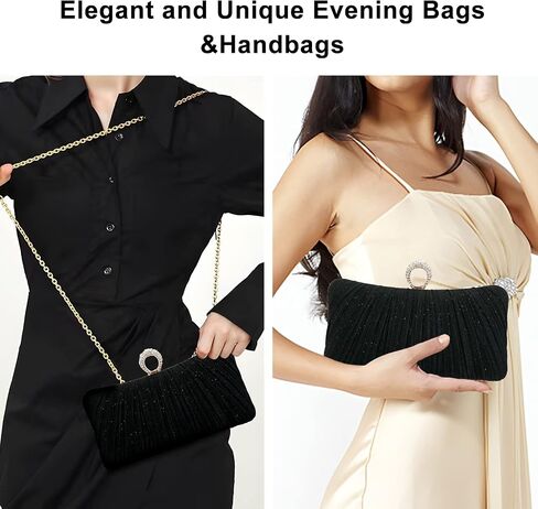 YYW Evening Handbags Sparkling Clutch Purses Women Pleated Party Bridal Wedding Evening Bag with Chain in Saudi Arabia