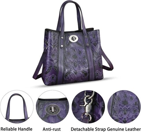 Genuine Leather Satchel for Women Purse Embossed Top Handle Shoulder Handbag Handmade Purse Crossbody Tote Bag in Kuwait