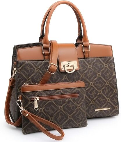 Dasein Handbags for Women Purses Monogram Satchel Purse Large Tote Ladies Handbag Shoulder Bags Top Handle Work Bag 2pcs Set in Saudi Arabia