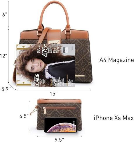 Dasein Handbags for Women Purses Monogram Satchel Purse Large Tote Ladies Handbag Shoulder Bags Top Handle Work Bag 2pcs Set in Saudi Arabia