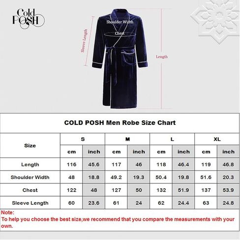 COLD POSH Men's Silk Velvet Robe Bathrobe Luxury Nightgown for Autumn/Winter in Saudi Arabia