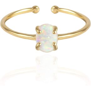 MUSTHAVE 18K Rose Gold Plated Opal Ring, White/Green/Pink Opal, Adjustable Size in Kuwait