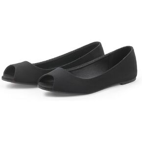 MUSSHOE Peep Toe Flat Shoes for Women