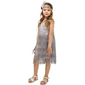 DSplay Kids Girl's Fashion Flapper Satin Dress Costume(S/M/L) in Kuwait