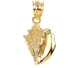 High Polish 10k Yellow Gold Sea Shell Charm Pendant in Saudi Arabia