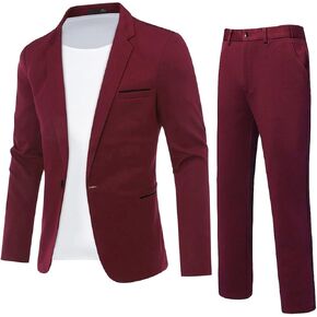 Cloudstyle Mens 2 Piece Suits Casual 1 Button Tux Blazer Jacket Vest Trousers Suit Sets in Kuwait