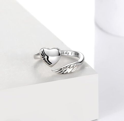 Step Forward 925 Sterling Silver Inspirational Ring Jewelry Angel Feather Wing Design Personality Encouragement Motivational Theme Gift Jewelry for Teens Girls Daugther Women in Kuwait