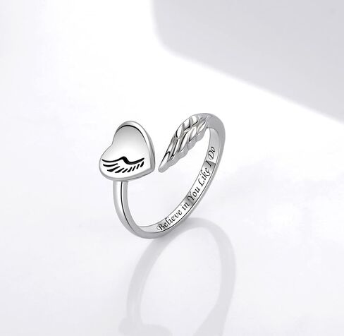 Step Forward 925 Sterling Silver Inspirational Ring Jewelry Angel Feather Wing Design Personality Encouragement Motivational Theme Gift Jewelry for Teens Girls Daugther Women in Kuwait