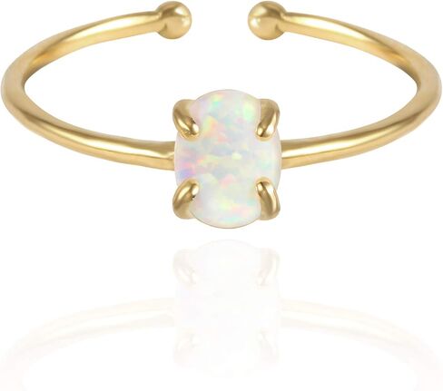 MUSTHAVE 18K Rose Gold Plated Opal Ring, White/Green/Pink Opal, Adjustable Size in Kuwait