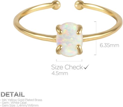 MUSTHAVE 18K Rose Gold Plated Opal Ring, White/Green/Pink Opal, Adjustable Size in Kuwait